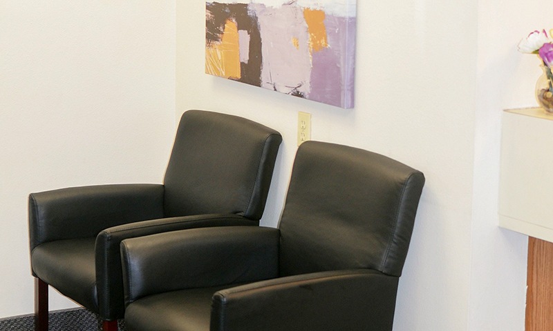 Comfortable seating in dental waiting area