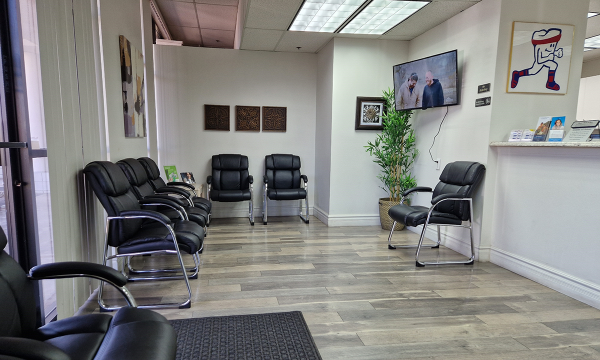 Comfortable seating in dental waiting area